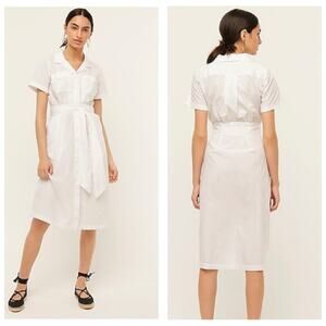 NWT J. Crew Patch-Pocket Cotton White Poplin Shirtdress Size 14 Lightweight